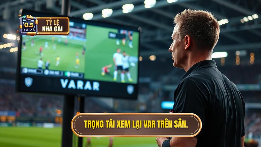 1. Trọng tài xem lại VAR trên sân.